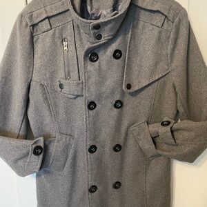 Stylish Women's Double-Breasted Gray Pea Coat